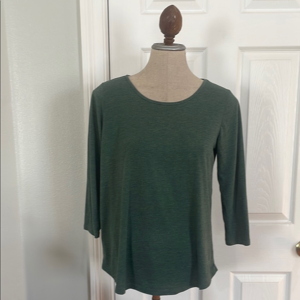 Vintage Knapp Studio Green Top 3/4 sleeves cotton pullover jersey womens S small
